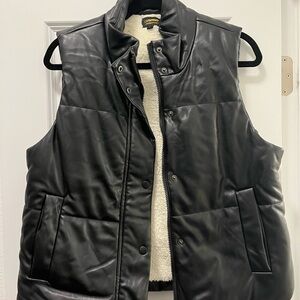 Ci Sono Black Faux Leather Puffer Vest